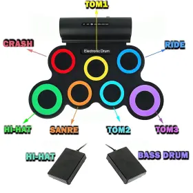 192236520435 APOMELO Drum Set Pads Roll Up Rechargeable #2