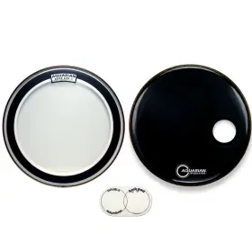 Aquarian Skpii18bk Super Kick Ii Clear And Regulator Black Bass Drum Pack 18 Inch