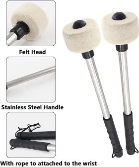 KYU23010918 BASS Kyuionty Pack Felt Head Drum Mallets Sticks #3 KYU23010918 BASS Kyuionty Pack Felt Head Drum Mallets Sticks #3