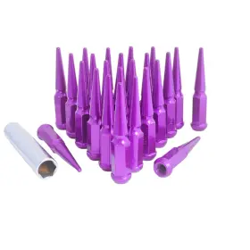 SLN61-ES1215-118PU24 SOLID Set Spiked Lug Nuts Acorn Seat End