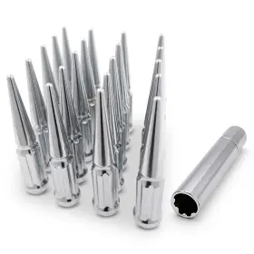 SPL6614CHR EZACCESSORY Solid Spline Spike Lug Nuts Bolt Kit