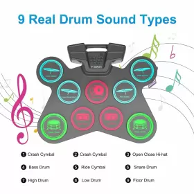 797427228741 FVEREY Electric Drum Set Pads Roll Up Digital #3