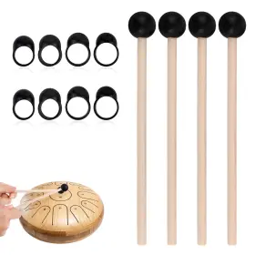 Goktvai 1096569 4pcs Wood Handle Steel Tongue Drum Mallets Xylophone Black Color