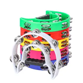 6-PACK-9 IHDYPPEW Half Moon Handheld Tambourine Musical Doubl