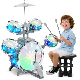Lq-drumlight LEEQEE Drum Set Kids Jazz Drumset Vibrant Aurora