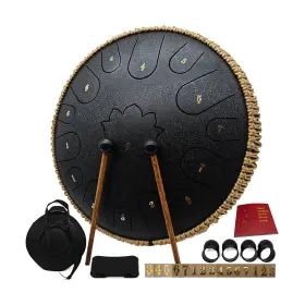 14IN-15NOTES-OBSIDIAN LONCHAN Steel Tongue Drum Key Handpan