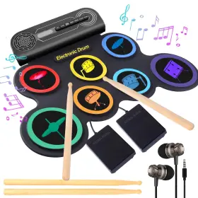G3001 MUIOFANG Drum Set Beginners Roll Up Pad Headphones G3001 MUIOFANG Drum Set Beginners Roll Up Pad Headphones
