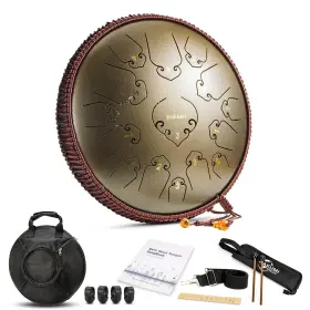 15-NOTE-BRONZE RAKUMI Steel Tongue Drum Percussion Lotus