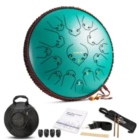 15-NOTE-GREEN RAKUMI Steel Tongue Drum Percussion Lotus Pan