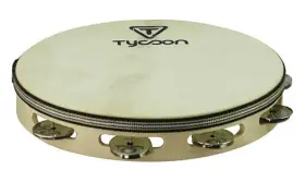 755542 TYCOON Single Row Wooden Tambourine Bright Steel