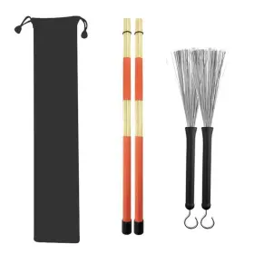 688209943610 WINGPOWER Drum Sticks Set Wire Brushes Rods Bru 688209943610 WINGPOWER Drum Sticks Set Wire Brushes Rods Bru