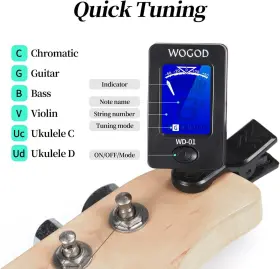 WD-01 WOGOD Guitar Tuner Clip Ukulele Violin Chromatic Bass #2 WD-01 WOGOD Guitar Tuner Clip Ukulele Violin Chromatic Bass #2