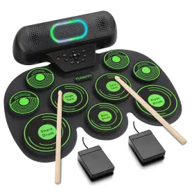 741365733416 YUOIOYU Drum Set Electric Roll Up Midi Practic