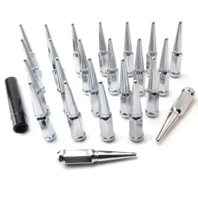 Zhikmiao M14x1.5-chrome-spike-24pc M14 X 1.5 Chrome Cone Seat Wheel Spike Lug Nuts 24 Pieces With Socket Key M