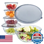 Luvan 5-piece Glass Mixing Bowls Set With Lids - Clear Salad. Fixed Price $87.23.