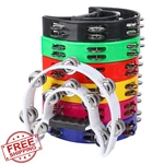Ihdyppew 7 Pack 9" Half Moon Tambourine Double Row Music Rhythm. Fixed Price $52.99.