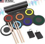 Electronic Drum Set, Roll Up Practice Pad Midi Kit With Colorful. Fixed Price $86.16.