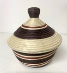 Handmade Woven African Basket With Tight Lid, 5" X 5 1/2" "all Across Africa". Fixed Price $18.00.
