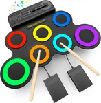 Electric Drum Set Portable 2 Foot Pedals Roll Up Machine Kids. Fixed Price $100.99.