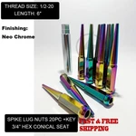 20pc+key Neo Chrome Bulge Acorn 6" Spike Lug Nuts 1/2-20 Tapered Conical Seat. Fixed Price $109.49.