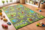 Kids Playmat Rug City Road Traffic Carpet 60" X 32" Non Slip Toy Car Play. Fixed Price $24.50.