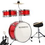 Nuosheng Kids Drum Set 3-piece For Beginners, 13 Inch Kit With Red. Fixed Price $142.99.
