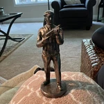 Vintage Bronze Hunting Figure Sculpture Gun And Sweater Cap 4.25 Tall 6 Oz. Fixed Price $40.00.