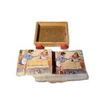 Czeckoslovakia Puzzle Wood Blocks Pull Toy Tray 6 Scenes Mid-century Modern Mfk. Fixed Price $24.95.