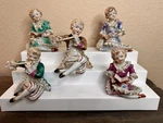 Vtg Bone China Lace Figurines Regency Detailed Hand Painted Gold Trim Set Of 5. Fixed Price $64.99.