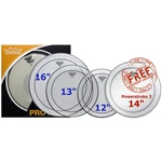 Remo Pinstripe Clear Rock Value Pack & Free 14" Powerstroke Drum Head Pp-0312-ps. Fixed Price $126.40.