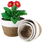 Set Of 4 Seagrass Planter Basket, 6" 7" 9" 10" Hand Woven Plant Basket With W.... Fixed Price $42.27.