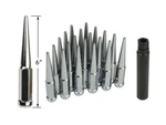 24 Pcs Extra Long 6" Tall 14x1.5 Chrome Spike Lug Nuts With Key, Designed To .... Fixed Price $102.58.