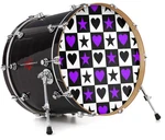 Vinyl Skin Decal Wrap Fits 22" Bass Kick Drum - Purple Hearts And Stars. Fixed Price $49.97.
