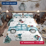 Manfei Christmas Truck Blue Comforter Full,xmas Trees Cartoon Snowman Gifts Quil. Fixed Price $26.99.