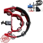 Tuoren Red Hi Hat Tambourine Drum Mount Double Row Bells Percussion. Fixed Price $46.99.