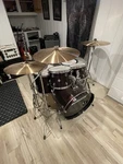 Drum Set With Paiste Cymbals And Gibraltar Double Kick Pedals. Fixed Price $1000.00.