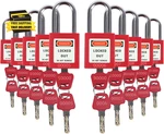Lockout Tagout Locks Set - 6 Red Loto Locks, Keyed Different, 2 Keys Per Lock, O. Fixed Price $46.45.
