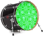 Vinyl Skin Decal Wrap Fits 22" Bass Kick Drum - Skull Patch Pattern Green. Fixed Price $49.97.