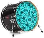 Vinyl Skin Decal Wrap Fits 22" Bass Kick Drum - Skull Patch Pattern Blue. Fixed Price $49.97.