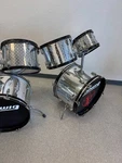 1986 7 Piece Vintage Ludwig Rocker Drum Set Stainless / Diamond Plate Finis. Fixed Price $1300.00.