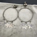 Vintage Erwin Pearl Clip On Earrings Silver Tone Star Hoop Celestial. Fixed Price $39.99.