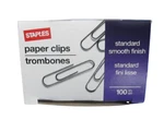 Staples Standard Smooth Finish Trombones Paper Clips 100/box #1 - 1 1/3" 33mm. Fixed Price $5.89.