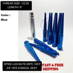 20pc+key Blue Bulge Acorn Spike Lug Nuts 1/2-20 Tapered Conical Seat 6" Tall. Fixed Price $79.49.