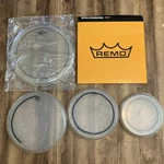 New 16" Remo Clear Pinstripe Drumhead & Used 14" 12" 10" Embassador Pearl Heads. Fixed Price $27.85.
