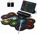 9-pad Roll Up Drum Kit, Bluetooth Midi, App, Speakers For Kids Beginners & Gifts. Fixed Price $69.99.