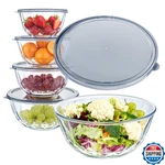 Luvan 5-piece Glass Mixing Bowls Set With Lids - Clear Salad. Fixed Price $71.80.