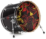 Vinyl Decal Skin For 26" Bass Kick Drum Heads Twisted Garden Red And Yellow. Fixed Price $47.95.