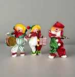 3 Christmas Circus Clown Ornaments Russ Berrie 1980s Hoop Present Drum. Fixed Price $24.99.