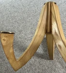 Vintage Wood Brass Mid-century Scandinavian Style 5 Candle Stick Holder. Fixed Price $26.00.