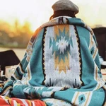 Aztec Patterned Throw Blanket With Soft Sherpa Lining 90 X90 , Tradi. Fixed Price $78.40.